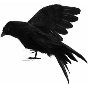 MAGT Cuervos emplumados realistas, cuervos emplumados, aspecto realista, pájaros cuervos con plumas negras, decoración de Halloween, fiesta espeluznante decoración del hogar (alas de preada)