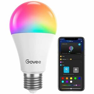 Govee Bombilla LED Inteligente, WIFI Bombilla E27 RGBWW& Luces Cálidas/Frías 9W 800 Lúmenes Regulable, Funciona con Alexa Google Assistant y App, 16 Millones de Colores para Habitación Decoración