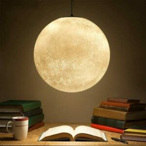 Moon Lámpara colgante Creative Planet Chandelier Art Moon Mesita de noche Lámpara de techo Orb Lámpara de techo Colgante Luz de luna para dormitorio, comedor, pasillo