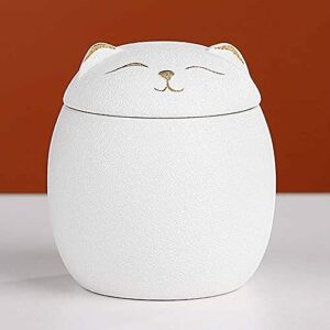 Mini Gato Urna Funeraria, Pequeñas Urnas para Cenizas Humanas, Cremación Conmemorativa Urn, Honor A Su Ser Querido - 5 Colores(Color:Blanco)