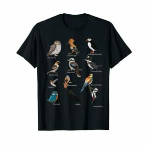 Pajarera para jardín con dibujo de pájaros Camiseta