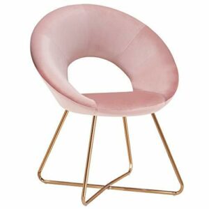 Duhome Silla de Comedor diseño Retro con Brazos Silla tapizada Vintage sillón con Patas de Metallo 439D, Color:Rosa Claro, Material:Terciopelo