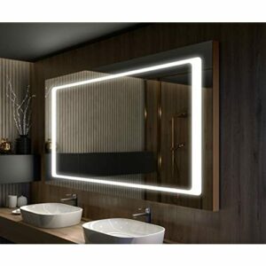 Artforma Premium Espejo de Baño con Iluminación LED - 80x100 - Luz Espejo de Pared con Accesorios - Diferentes tamaños - retroiluminado Iluminado - L61