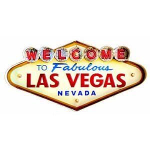 DiiliHiiri Cartel Luminoso Las Vegas — Letrero Vintage de Metal para Decoración Hogar y Pared, Señal Retro de los Años 50 | 50x25x5 cm (Las Vegas)