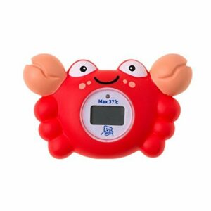 Rotho Babydesign Termómetro de baño Cangrejo con medición digital, Para la temperatura de baño ideal, Rojo, 20439