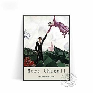 YRZYT Marc Chagall Pared Arte El Paseo Poster Cuadros Abstractos Personaje Surrealista Pinturas Obra De Arte ExposicióN Lienzo Cuadros Vintage Sala Hogar Decoracion