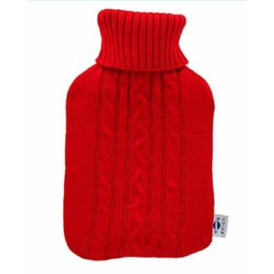 Bolsa de agua caliente con funda axion + Incluye funda roja para un uso seguro | Para calentar pies o para calentar cama | Capacidad aprox. de 2 litros