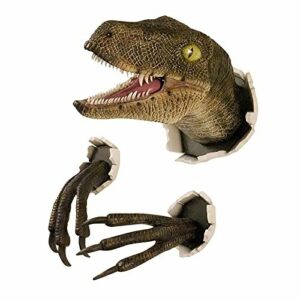 GRASARY 1 Juego de Estatua de Pared Velociraptor,Estatua de Dinosaurio 3D, emulsión de Animales Artificiales, Adorno para Colgar en la Pared, Escultura de Animales Realista,Color Amarillo