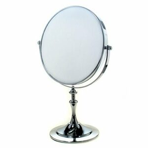 TUKA Cosmética Espejo 5X Aumento, ø 20cm Espejos para baño, espejo de mesa para Afeitar y Maquillar, 8" Espejo 360 ° de rotación, con cara Doble: Estándar 1:1 + 1:5 Ampliación. TKD3105-5x