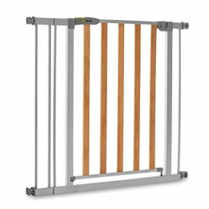 Hauck Barrera de Seguridad de Niños para Puertas y Escaleras Wood Lock 2 Safety incl. Extension 9 cm, Sin Agujeros, Metal y Madera, 84-89 cm (Paquete de 1) (597392)