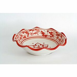 Frutero rojo navideño de cerámica de Caltagirone hecha a mano