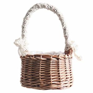 Cabilock Cesta de flores trenzada, cesta de frutas, cesta de mimbre, cesta de Pascua, cesta para decoración de mesa rústica, para bodas, damitas de honor