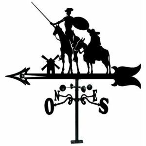Arthifor Veleta de Tejado con Silueta de Don Quijote y Sancho, Negro Satinado, 900 mm Ancho x 1025 Alto mm