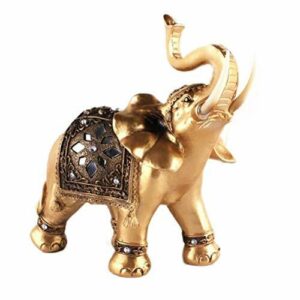 VOSAREA Crystal Rhinestone Figuras de Elefante Adornos Resina Estatua de Elefante Decoraciones de Mesa Escultura (Oro) - Tamaño Medio