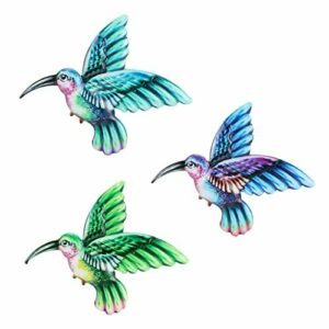 icyant Arte de la Pared de Pájaros de Metal, Vistoso Decoración de Pared de Metal Decoración de Pared de Pájaros de Metal Esculturas de Arte de Pared Adornos Colgantes Pájaros de Arte Pared Colibrí