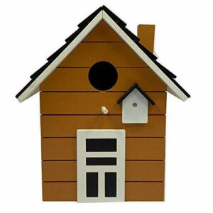 CasaJame Pajarera de madera para balcón y jardín, nido, color marrón claro, casa y comedero para pájaros, 20 x 17 x 12 cm
