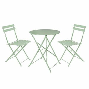 LOLAhome Conjunto de Mesa y 2 sillas para Exterior de Acero (Verde)