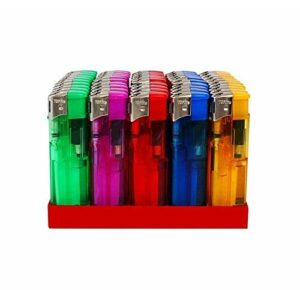 Mechero electrónico recargable con llama ajustable - Juego de 50 mecheros de colores