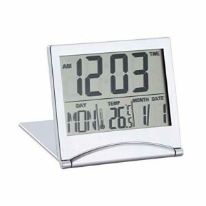 Mengonee Pantalla LCD Reloj Despertador Escritorio Termómetro Digital Cubierta Reloj de Mesa de Escritorio Flexible