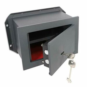 Navaris Caja fuerte empotrada con doble llave - Caja de seguridad de acero macizo - Caja blindada para pared de hormigón