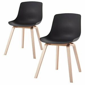 Juliet - Juego de 2 sillas de comedor de polipropileno y madera de haya, diseño retro, color negro