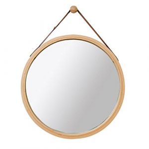 Espejo Redondo de Pared Espejo de baño Espejo de tocador Espejo de baño Espejo Decorativo de Madera de Dormitorio Espejo Redondo con Cuerda