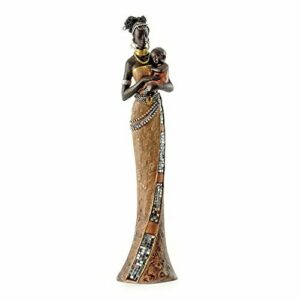 Pajoma 57538 Africana decoración señora con su bebé, Resina, Altura 42 cm