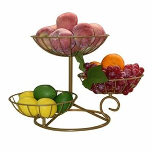 L IC HSY Cesta de Fruta Encimera Cuenco de Frutas de 3 Niveles, cestas de pie de la Fruta de Alambre de Metal for Fruta, Vegetal, Pan, bocadillos Frutero (Color : Bronze)