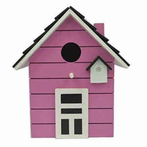 CasaJame Pajarera de madera para balcón y jardín, nido, color rosa, casa y comedero para pájaros, 20 x 17 x 12 cm