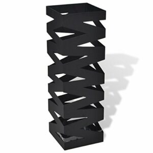 vidaXL Paragüero Modelo Cuadrado Negro de Acero Altura 48.5 cm Guarda Bastones