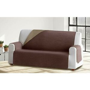Cabetex Home - Cubre sofá Reversible Bicolor con ajustes - Microfibra Acolchada Antimanchas (Beige/Chocolate, 1 Plaza)