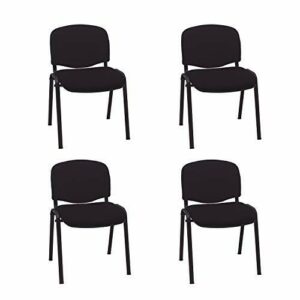 Silla confidente ISO apilables con Acolchado Especial Ideal para Salas reuniones, conferencias tapizadas (Pack 4 Unidades) (Negro)