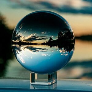 IZSUZEE Bola de Cristal 100mm, K9 Bola de Cristal Transparente, Bola para Fotografia con Base y Caja, Bola de Foto para Decoracion de Oficina Bola de Fotografia Cumpleanos