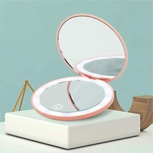 Nefelibata Espejo Compacto Recargable con luz LED 1X/2X Espejo de Maquillaje con luz Natural portátil Regulable para Bolso de Mano Regalos