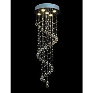 SPARKSOR Modern Crystal Spiral Raindrop Chandelier Lighting Flush Mount LED Lámpara de techo Lámpara colgante para comedor Baño Baño Sala de estar 5GU10 Bombillas requeridas