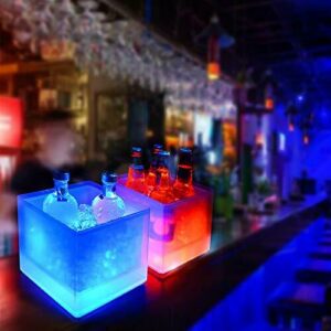 Suppyfly Cubo de hielo LED de 5 l para vino, enfriador de vino, color cambiante, cubo de vino para fiesta, casa bar