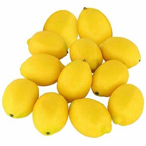 12 Piezas Limones artificiales Limones Decorativos Limones Amarillos Decoración Fruta Fake Artificiales Frutas Verduras para la decoración de la Cocina del hogar (3.3x2.2in)