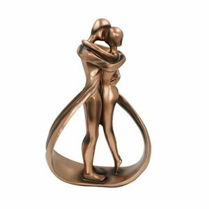 Aoneky Estatua de Pareja - Figura Decorativa de Pareja de Beso, Material de Resina, Estilo Romántico Moderno, Color Bronce, Figura Decoración para Casa Hogar