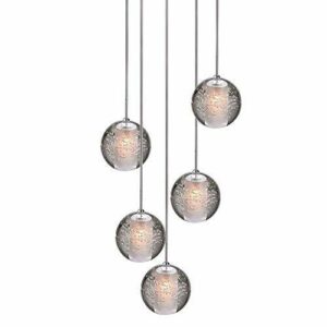 H.W.S LED Lámpara colgante de cristal de cristal Lámpara de araña Lámpara decorativa moderna para escaleras de villa Sala de estar Comedor Dormitorio Lámpara interior (5 Luces)