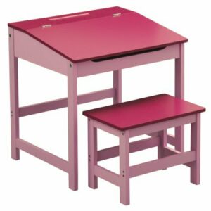 Premier Housewares - Escritorio y Taburete Infantil (57 x 55 x 48 cm), Color Rosa