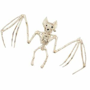 Figura de murciélago de esqueleto de animales de Halloween, modelo de murciélago vívido, decoración de hueso, patas colgantes y mandíbulas móviles (1)