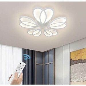 Lámpara de techo moderna, Ganeed Lámpara de techo LED regulable de 80 vatios con control remoto, accesorio de iluminación con forma de flor moderna, candelabro LED para dormitorio, comedor, cocina…