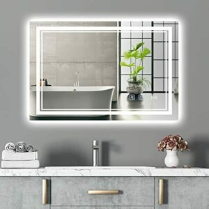 Horizontal/Vertical 36 x 28 Pulgadas BBE 900 x 700 mm LED Espejo de baño con luz Regulable antivaho Montaje en Pared 