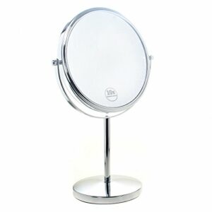 TUKA Cosmética Espejo 10X Aumento, ø 20cm Espejos para baño, Espejo de Mesa para Afeitar y Maquillar, 8" Espejo 360 ° de rotación, con Cara Doble: Estándar 1:1 + 1:10 Ampliación. TKD3108-10x
