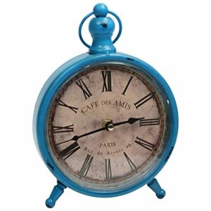 Belle Vous Reloj Mesa Silencioso Vintage 23 x 15 cm Reloj Mesita de Noche Antiguo, a Pilas, No Hace TicTac - Reloj Analógico para Sala de Estar u Oficina – Diseño Granja Francés