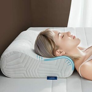 Almohada de espuma viscoelástica de altura ajustable, cojín cervical ergonómico, funda extraíble y lavable, apta para alérgicos, adecuada para dormir boca arriba y de lado.