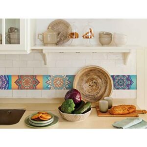 Cenefa auto-adhesiva | Decoración de pared cocina & baño, 5 m x 15 cm | Mandala Colors