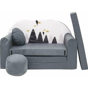 Pro Cosmo AX2 - Juego de sofá infantil 3 en 1 + taburete acolchado y cojines