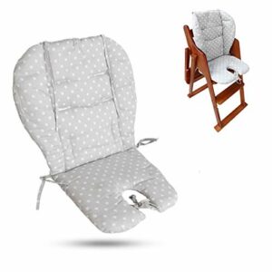 Cojín para silla alta, tamaño grande, grueso para cochecito de bebé/coche/silla alta, forro acolchado, adecuado para todo tipo de sillas de comedor de bebé (estrella gris de moda)