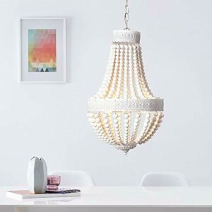 Lámpara de araña, 3 focos, 3 bombillas E14 máx. 40 W, metal y madera, color blanco